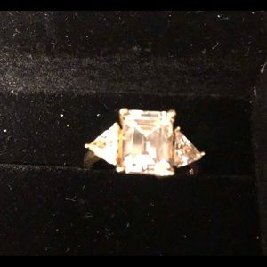 Diamond essence faux Emerald cut ring, size 6